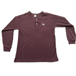 PINK Victoria's Secret Purple Thermal Henley Top Heavyweight Large